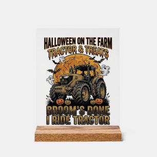 Halloween-Traktor-Shirt Lustiges Farm-Hexen-Fahren Acrylschild