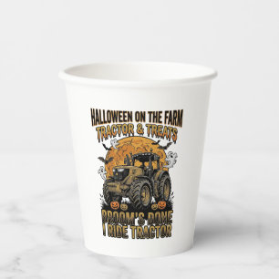 Halloween-Traktor-Shirt Lustiges Farm-Hexen-Fahren Pappbecher