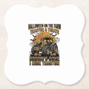 Halloween-Traktor-Shirt Lustiges Farm-Hexen-Fahren Untersetzer