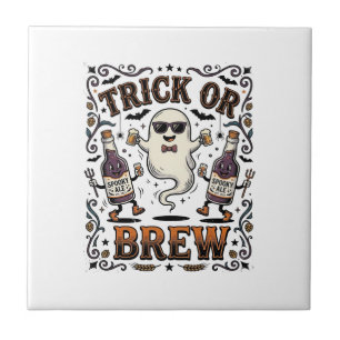 Halloween-Trank Trick oder Brauen Vintage Graviert Fliese