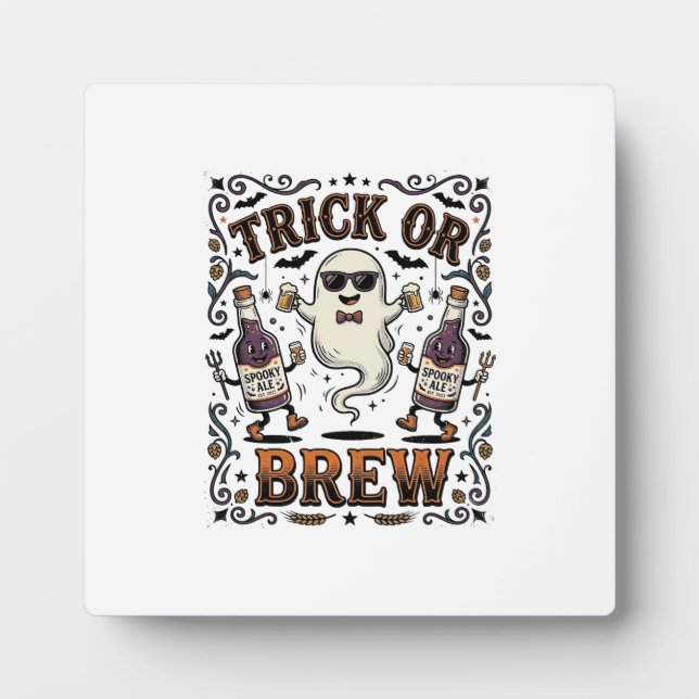 Halloween-Trank Trick oder Brauen Vintage Graviert Fotoplatte (Vorderseite)