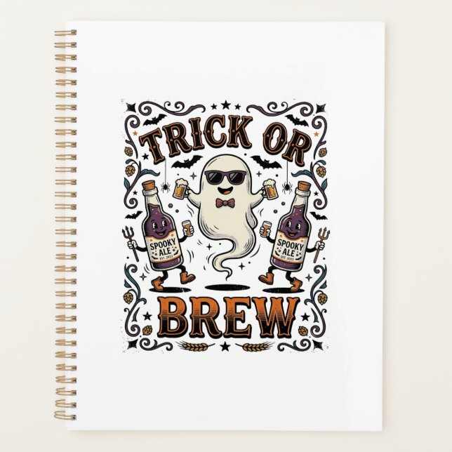Halloween-Trank Trick oder Brauen Vintage Graviert Planer (Vorderseite)