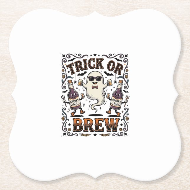 Halloween-Trank Trick oder Brauen Vintage Graviert Untersetzer (Vorderseite)