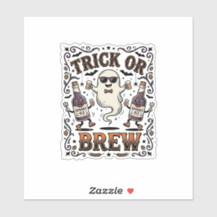 Halloween-Trank Trick or Brew Vintage graviert Hu Aufkleber