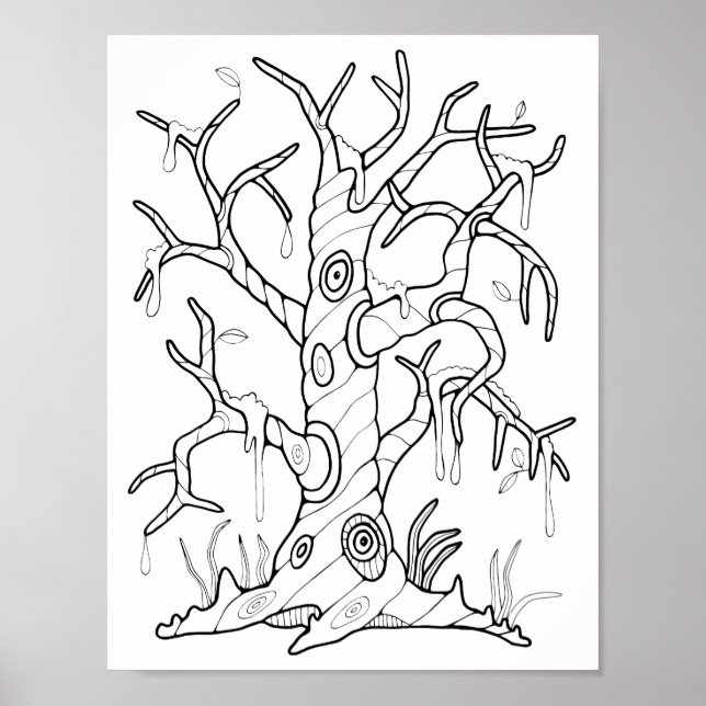 Halloween Tree Coloring Page Art Poster (Vorne)
