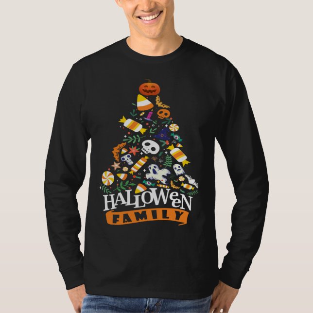 Halloween Tree with  Halloween Candy Ghost & Pumpk T-Shirt (Vorderseite)