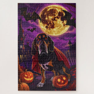 Halloween Treeing Walker Vampire Pumpkins Beängsti Puzzle