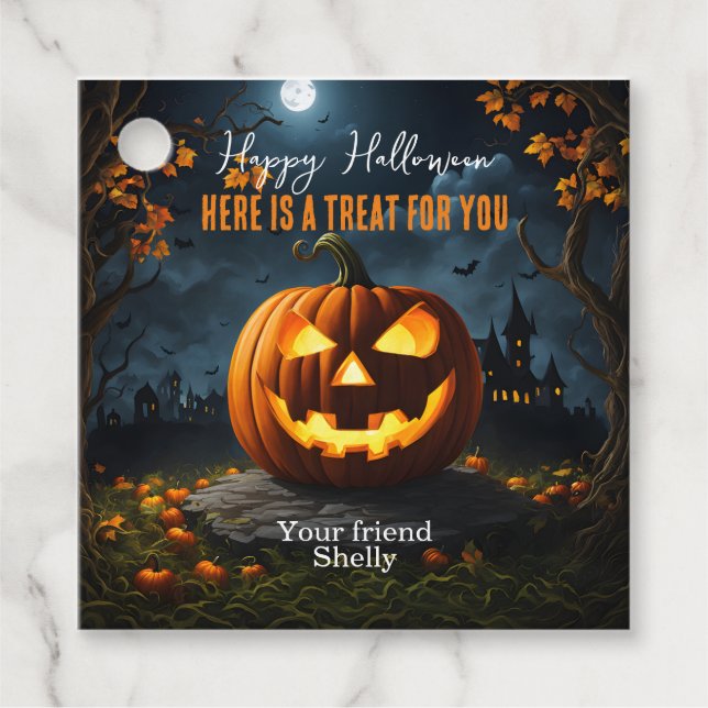 Halloween-Trick Geschenkanhänger (Vorderseite)