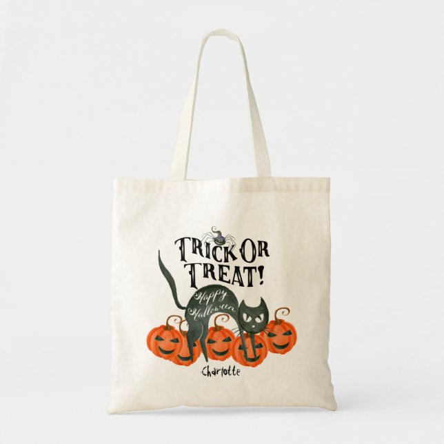 halloween trick oder behandle tobag mit name tragetasche (Vorne)