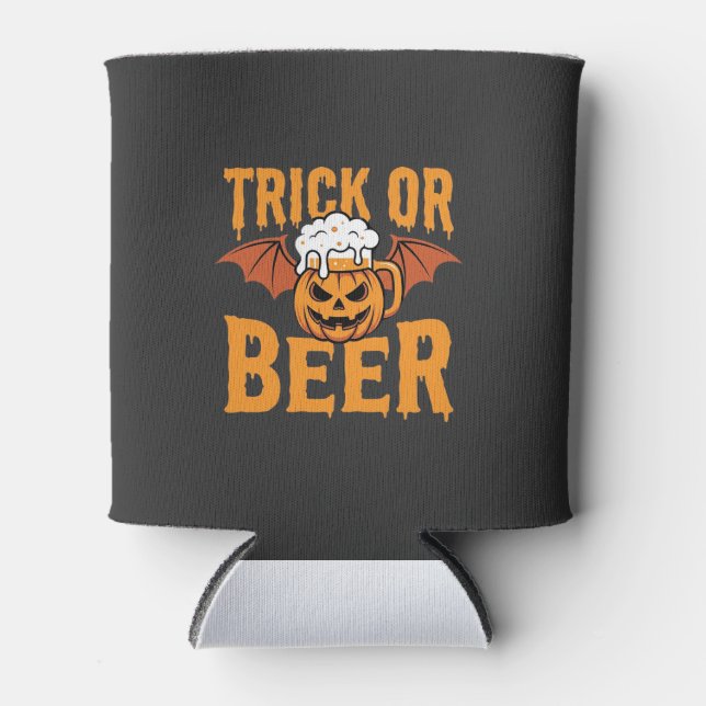 Halloween Trick oder Bier-Kürbis-Fledermaus-Grafik Dosenkühler (Vorderseite)