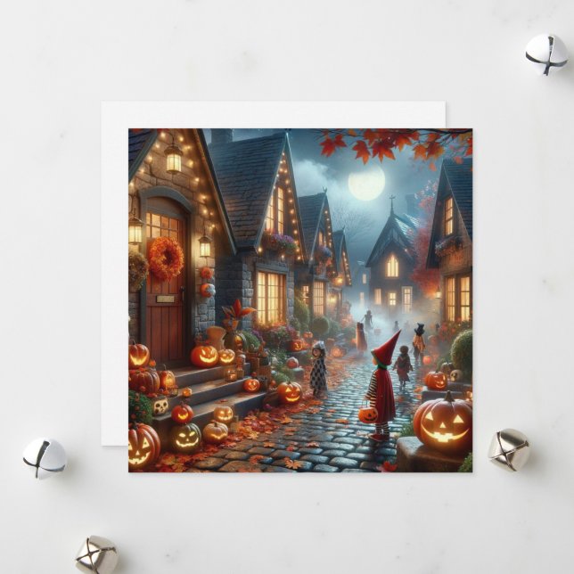 Halloween-Trick oder Kinderspiel Feiertagskarte (Vorderseite/Rückseite Beispiel)