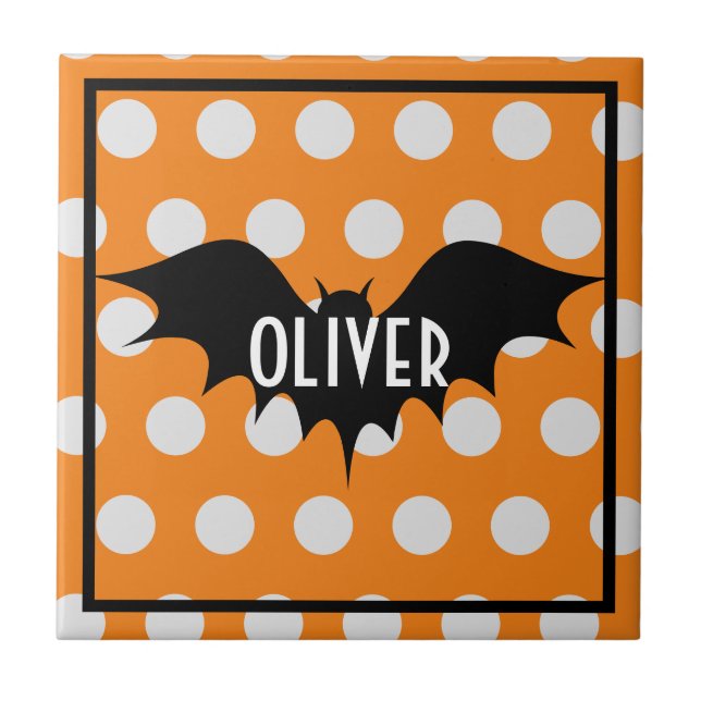 Halloween-Trick oder personalisierte Monogramm beh Fliese (Vorderseite)