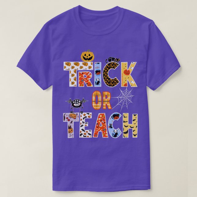 Halloween-Trick oder Teeach Halloween-Lehrer T-Shirt (Design vorne)