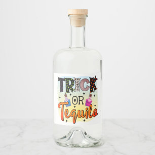 Halloween Trick oder Tequila Typografy Fun Alkoholflaschenetikett