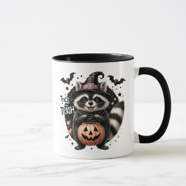 Halloween Trick oder Trash Adorable Racoon Tasse (Rechts)