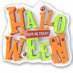 Halloween Trick oder Treat, 3D Blockeffekt, Aufkleber