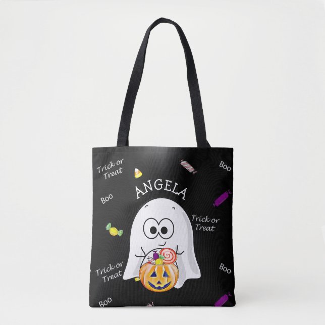 Halloween Trick oder Treat Bag mit Ghost & Pumpkin (Vorderseite)