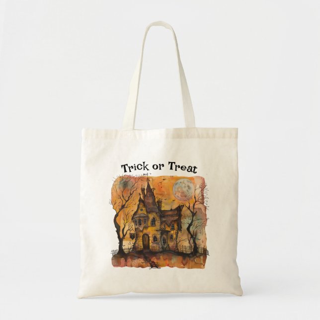 Halloween Trick oder Treat Bag mit Spuk Haus Tragetasche (Vorne)