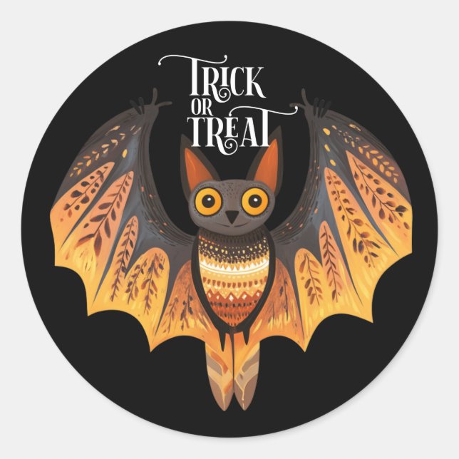 Halloween Trick oder Treat Bat Round Stickers (Vorderseite)