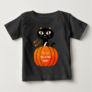 Halloween Trick oder Treat Black Boo Cat Pumpkin Baby T-shirt