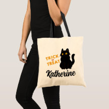 Halloween Trick oder Treat Black Cat Ihren Namen h