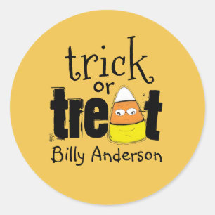 Halloween Trick oder Treat Candy Corn Typografie Runder Aufkleber