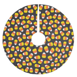 Halloween Trick oder Treat Candy Cornmuster Schwar Polyester Weihnachtsbaumdecke