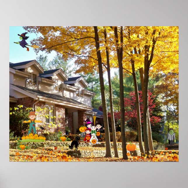 Halloween Trick oder Treat Fall Pumpkins Collage Poster (Vorne)