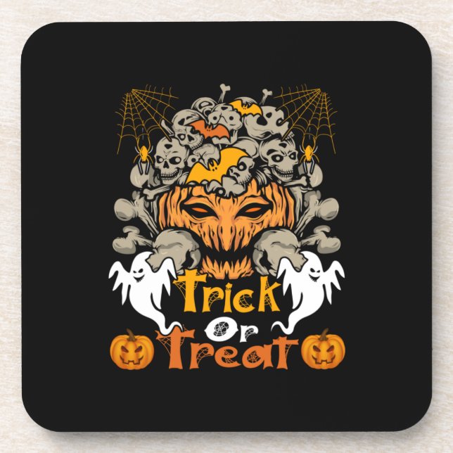 Halloween Trick oder Treat Geburtstag Getränkeuntersetzer (Vorderseite)