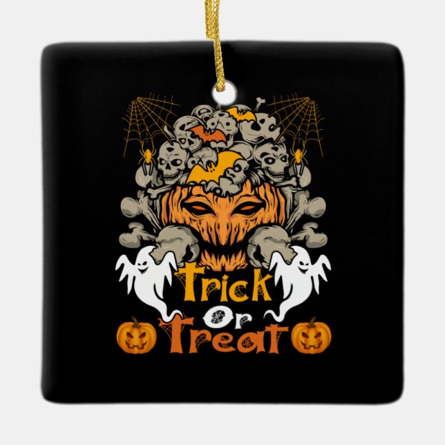 Halloween Trick oder Treat Geburtstag Keramikornament (Vorderseite)