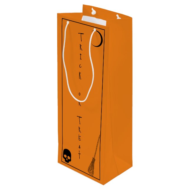Halloween Trick oder Treat Geschenktüte Für Weinflaschen (Rückseite Schrägansicht)