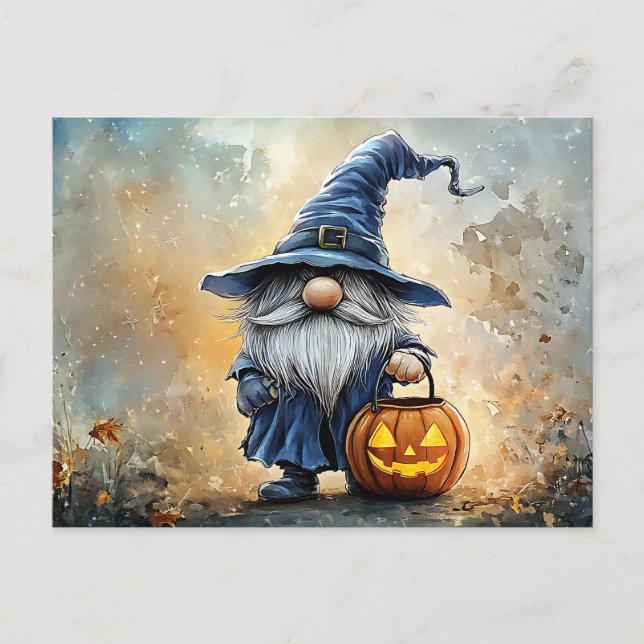 Halloween Trick oder Treat Gnome Postkarte (Vorderseite)