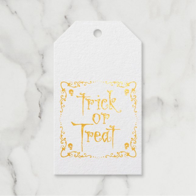 Halloween Trick oder Treat Gold Geschenkanhänger (Vorderseite)