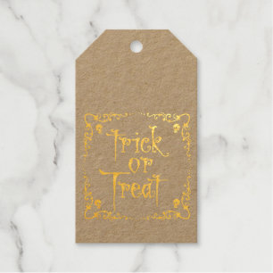 Halloween Trick oder Treat Gold Geschenkanhänger