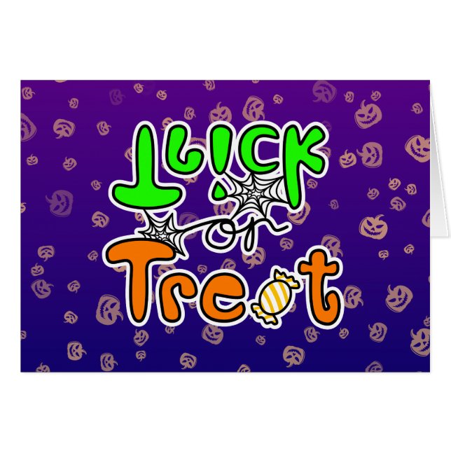 Halloween Trick oder Treat Grußkarte (Vorderseite (Horizontal))