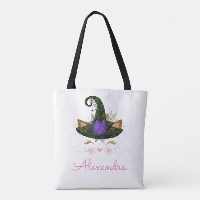 Halloween Trick oder Treat Kitty Hexenmonogramm (Rückseite)