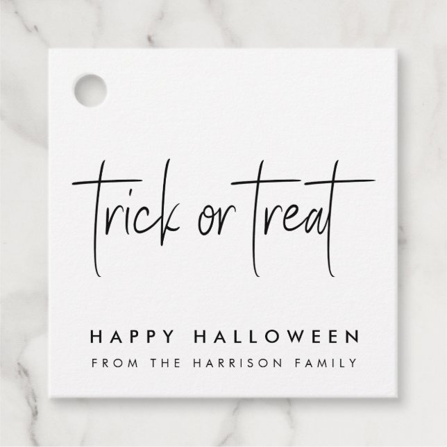 Halloween Trick oder Treat | Minimalistisch Simple Geschenkanhänger (Vorderseite)