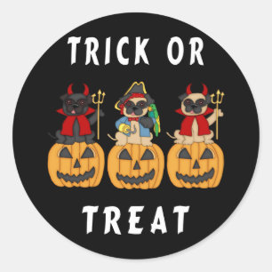 Halloween Trick oder Treat Mops Hunde Runder Aufkleber