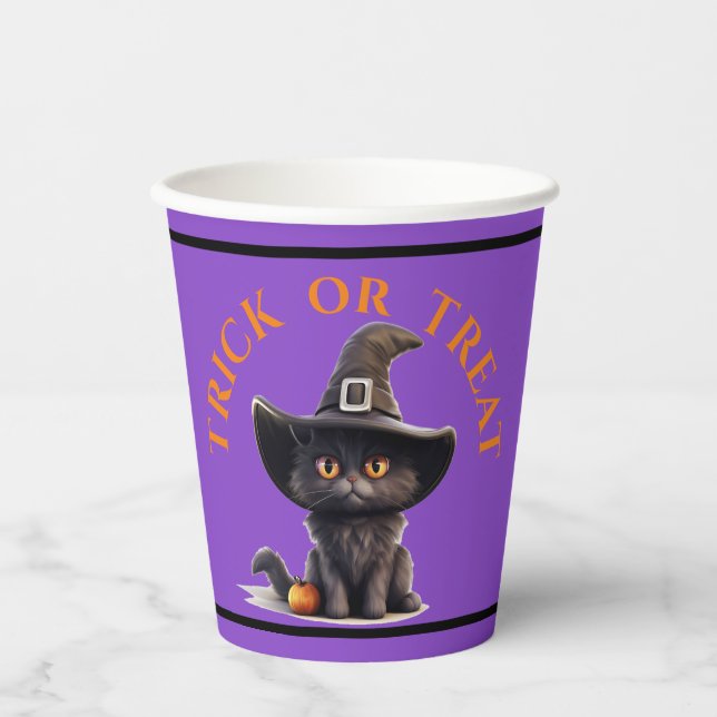 Halloween Trick oder Treat Niedlichen Black Cat He Pappbecher (Vorderseite)