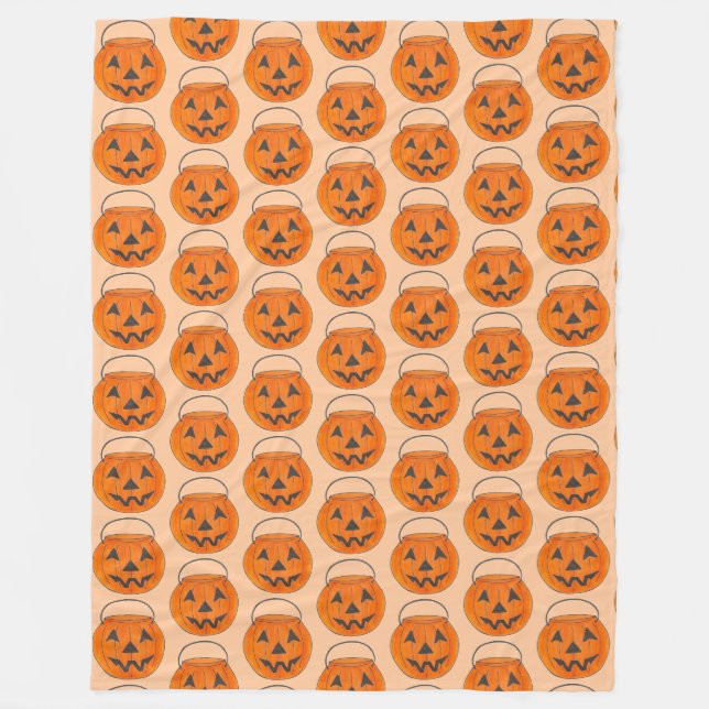 Halloween Trick oder Treat Orange Pumpkin Print Fleecedecke (Vorderseite)