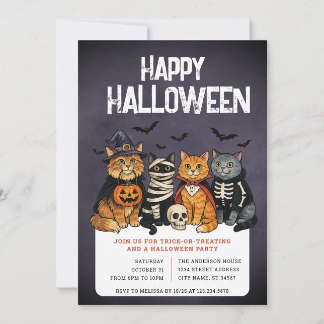 Halloween-Trick oder Treat-Party Einladung (Vorderseite)