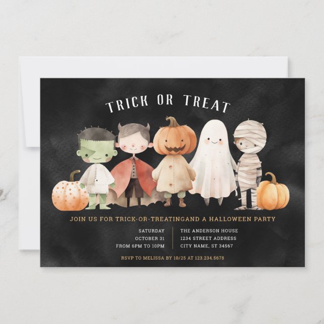 Halloween-Trick oder Treat-Party Einladung (Vorderseite)