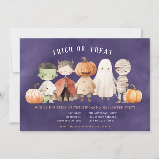Halloween-Trick oder Treat-Party Einladung (Vorderseite)