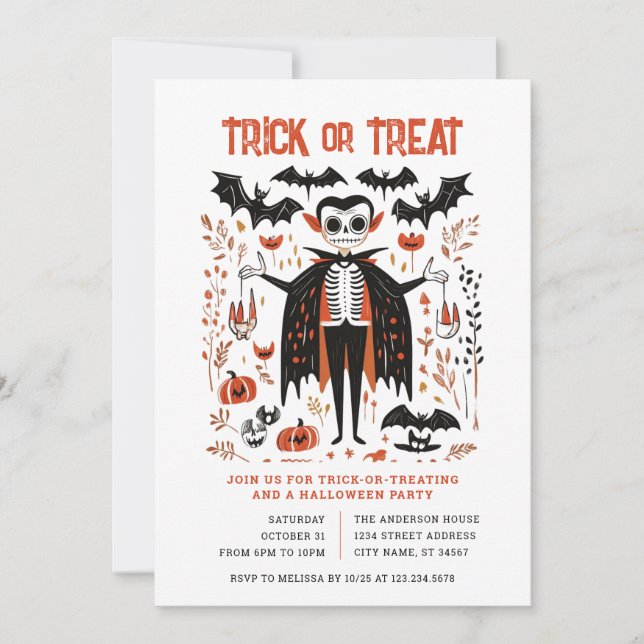 Halloween-Trick oder Treat-Party Einladung (Vorderseite)