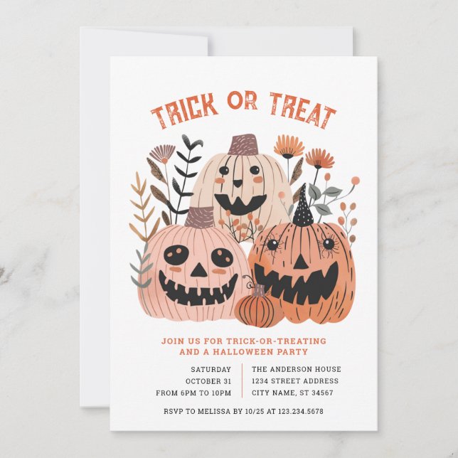 Halloween-Trick oder Treat-Party Einladung (Vorderseite)