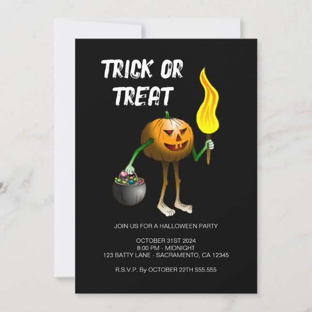 Halloween-Trick oder Treat-Party Einladung (Vorderseite)