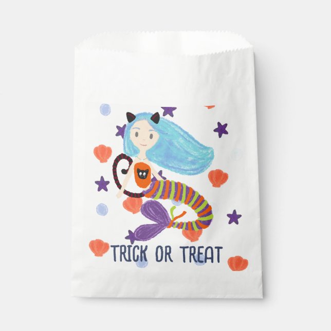 Halloween Trick oder Treat Pastel Mermaid Cat Geschenktütchen (Vorderseite)