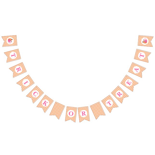 Halloween TRICK ODER TREAT Pink Pumpkins und karie Wimpelkette (Alle)