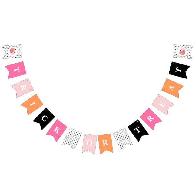Halloween TRICK ODER TREAT Pink Pumpkins und Spinn Wimpelkette (Alle)