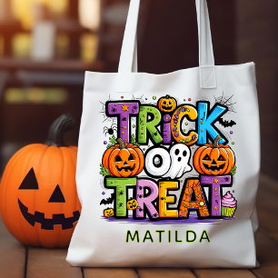 Halloween Trick oder Treat Pumpkin Ghost Kalligraf Tragetasche